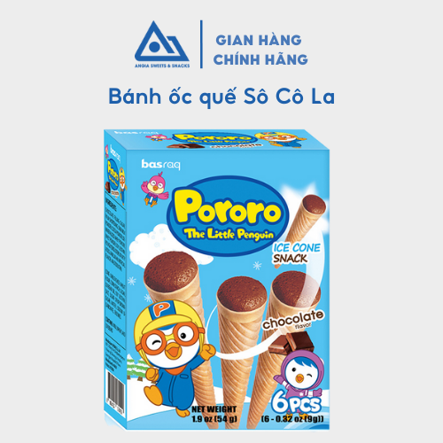 Bánh kem ốc quế Pororo Hàn Quốc 54g, bánh ăn vặt cho bé đủ vị chuối socola dâu sữa chua An Gia Sweets Snacks