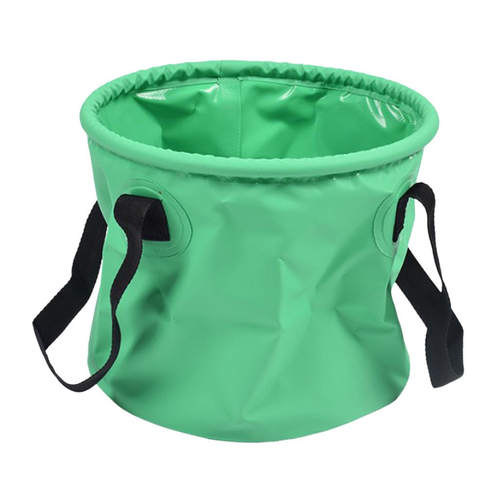 Outdoor Collapsible Water Bucket Carrier Leakproof Folding Pail Green 10L