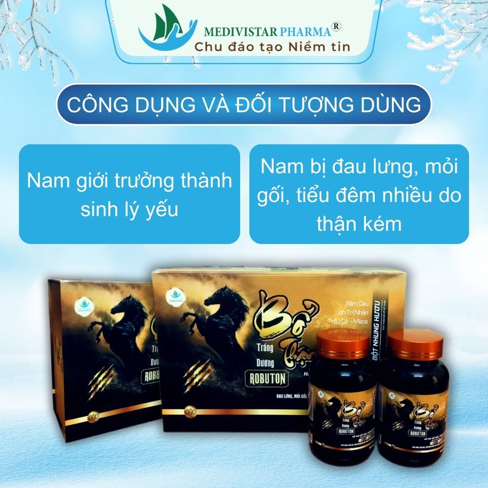 Bổ Thận Tráng Dương ROBUTON Với 8 Loại Thảo Dược Giúp Cải Thiện Sinh Lý Nam An Toàn, Hiệu Quả Hộp 30 Viên Nang