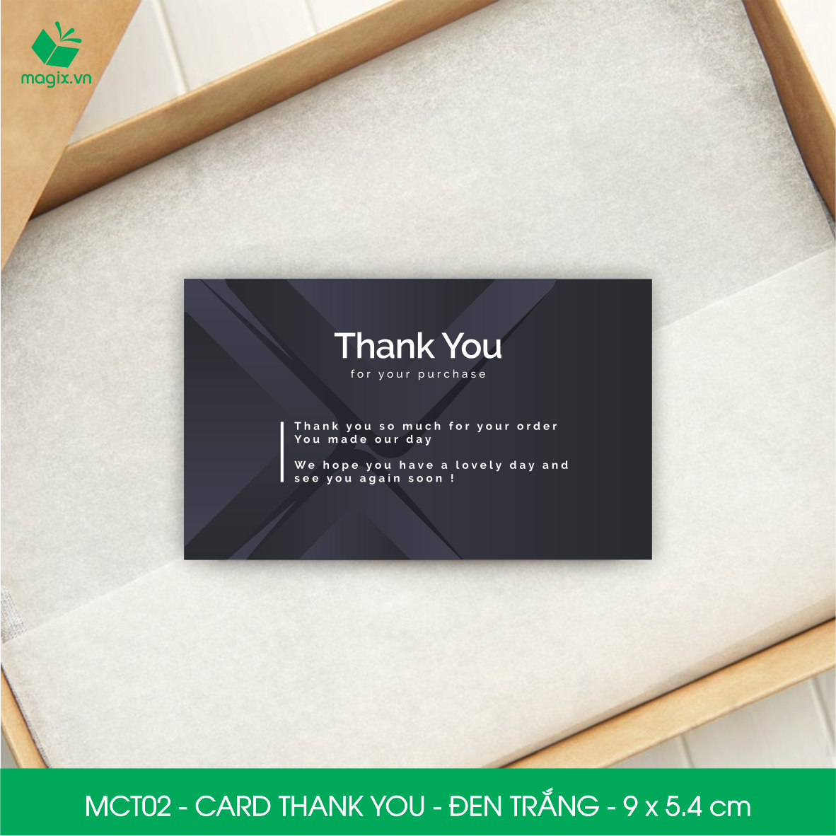 MCT02 - 9x5.4 cm - 50 Card Thank you, Thiệp cảm ơn khách hàng, card cám ơn cứng cáp sang trọng