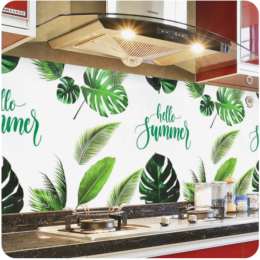 Combo 3 mét giấy dán bếp, decal dán bếp tráng nhôm HELLO SUMMER khổ 60cm có keo sẵn