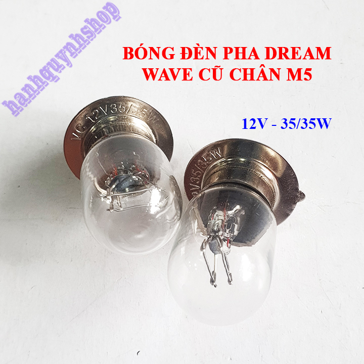 Bộ 2 bóng đèn pha xe Dream, Wave cũ, Future, Cub 12V 35/35W chân M5