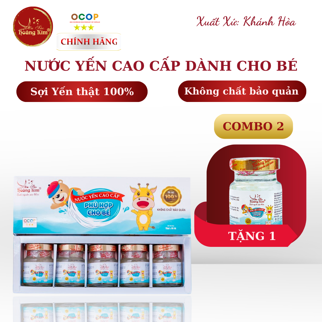 [Combo 2 Hộp Quà Tặng 05 hũ x70ml] Tổ yến nguyên chất 0.5g chưng sẵn Yến Sào Hoàng Kim Nước yến cao cấp dành cho bé