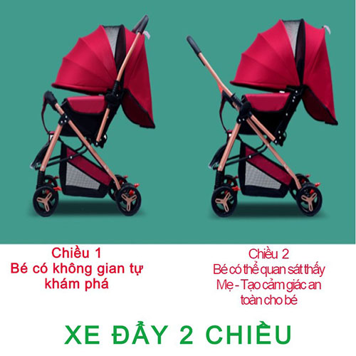 Xe đẩy cho bé HUAYING ,Xe đẩy em bé 2 chiều 3 tư thế màu đỏ,màu xanh,màu kaki,màu hồng