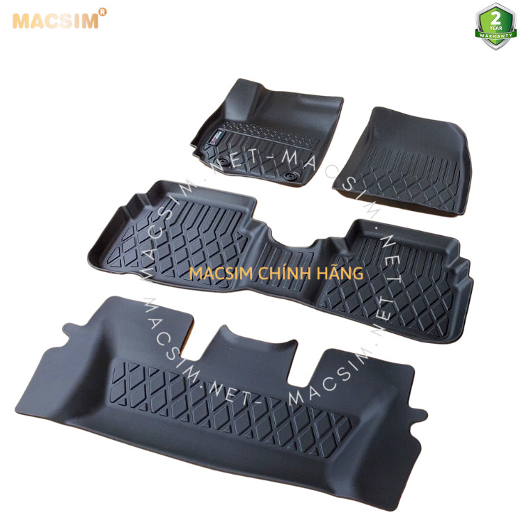 Thảm lót sàn xe ô tô Kia Carens 2022-2023 Nhãn hiệu Macsim chất liệu nhựa TPE cao cấp màu đen (3 hàng ghế)