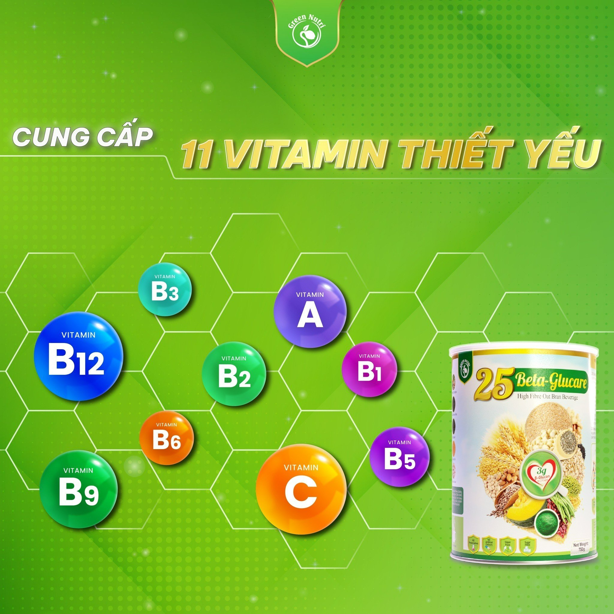 Sữa Hạt Ngũ Cốc 25 Beta Glucare Thuần Chay - Bổ Sung Dinh Dưỡng, Hỗ Trợ Tiêu Hóa, Tăng Cường Đề Kháng Cho Người Cao Tuổi, Người Tiểu Đường, Ăn Chay, Ăn Kiêng - Lon 750g