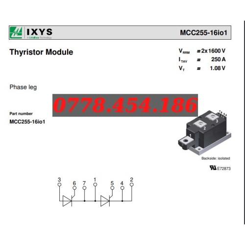 Linh kiện công suất THYRISTOR MODULE MCC255 16IO1
