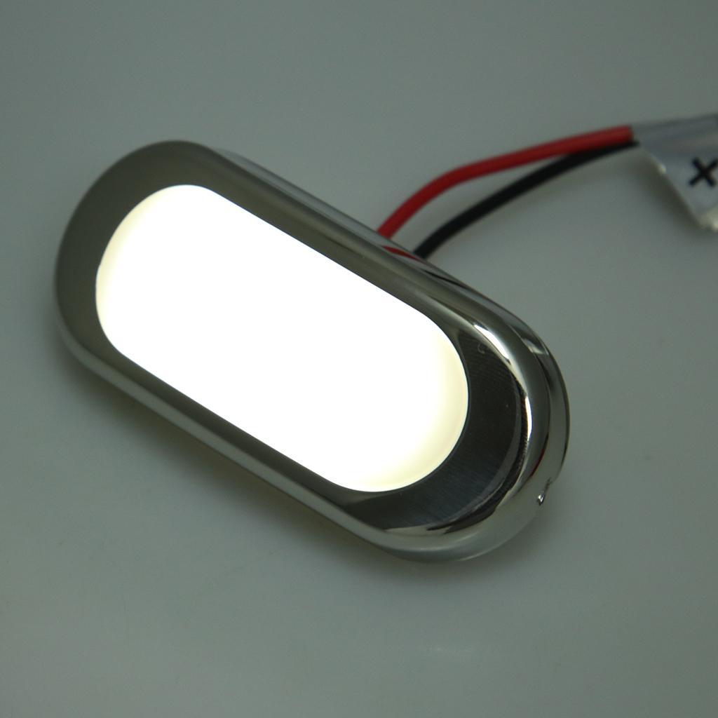 12V Marine Boat LED Oblong Oval Surface Mount Courtesy Light - Cool White