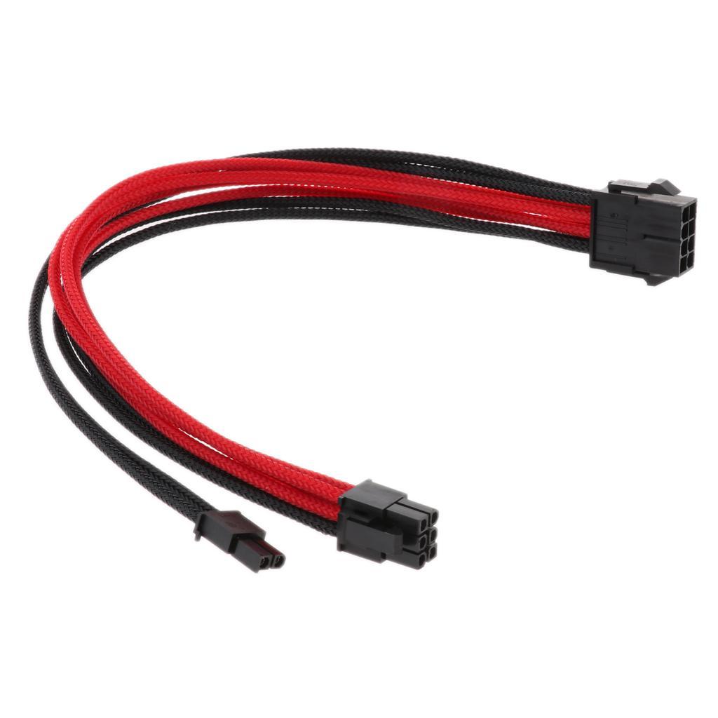 PCI-E 8-Pin Cable Extension 11.81in/30cm Sleeved Black & Red