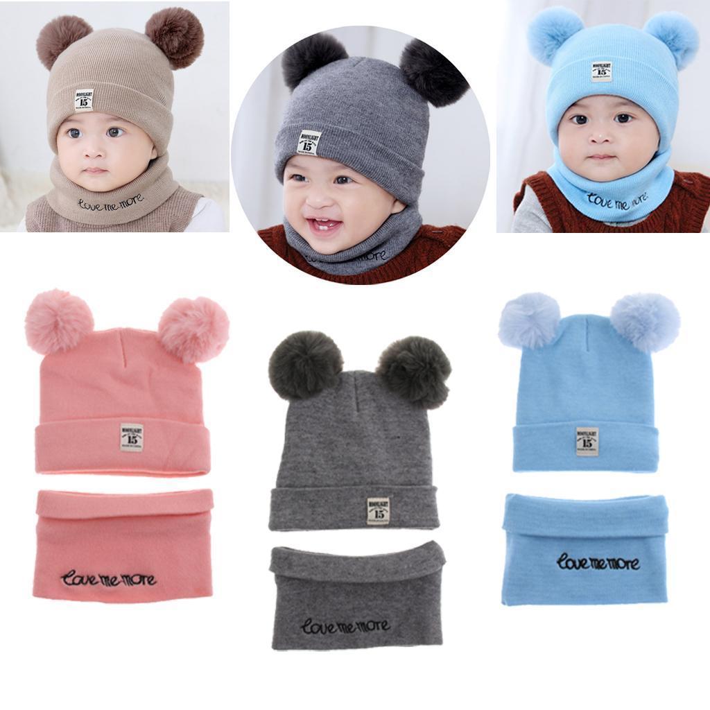 NEW Baby Toddler Hat Cap with Scarf Set Wool Warmer Winter / Faux Fur