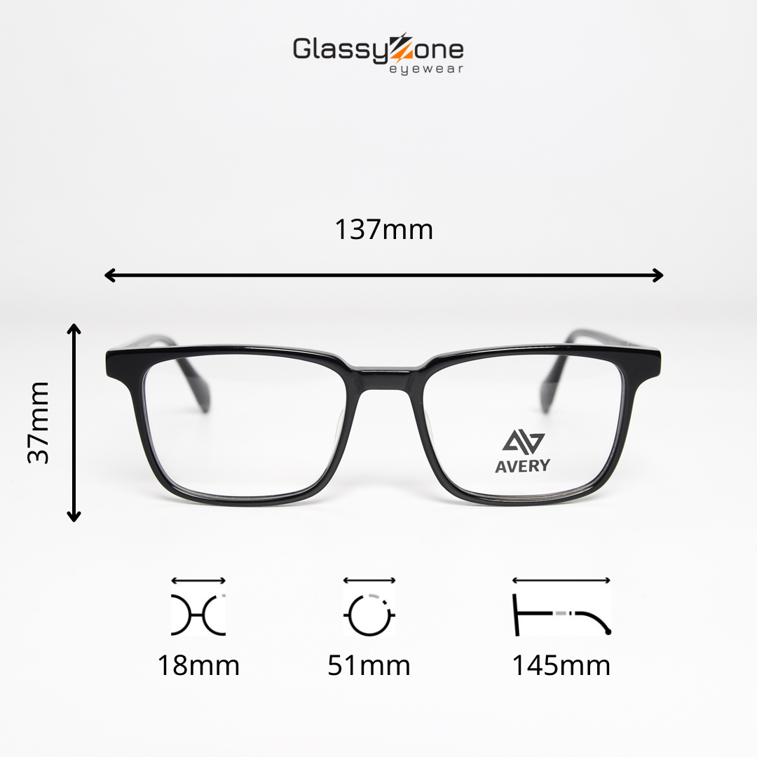 Gọng kính cận, Mắt kính giả cận Acetate Form chữ nhật Nam Nữ Avery 15070 - GlassyZone