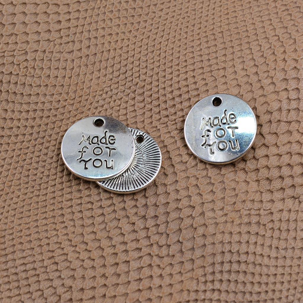 20 Pieces Alloy Round Made for You Pendants Charms Findings for DIY Jewelry Making