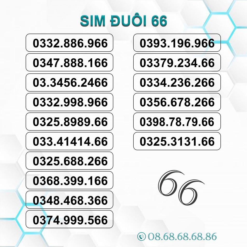 Sim Số Đẹp Viettel Đuôi 66, Sim Trả Trước, Hỗ Trợ Đăng Ký Chính Chủ - Hàng chính hãng