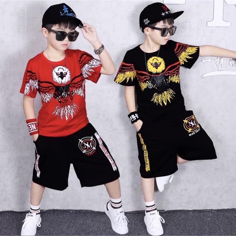 Bộ quần áo cộc tay bé trai đại bàng, Bộ đồ bé trai kiểu dáng thể thao,cotton xịn CiZi.shop