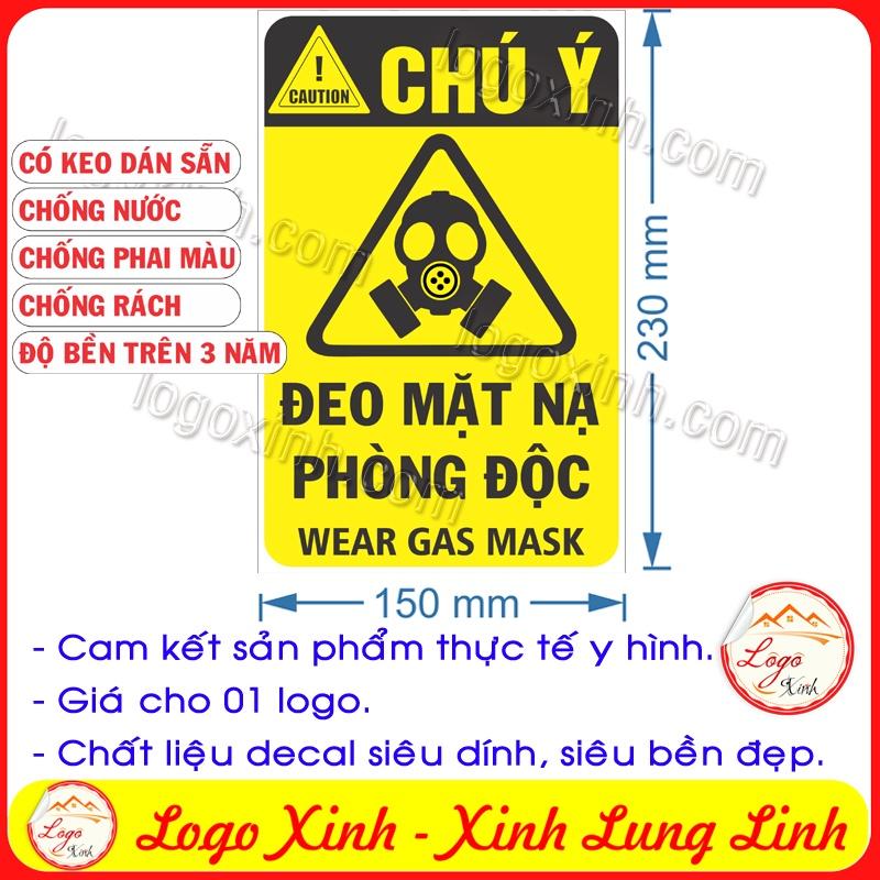 LOGO TEM STICKER BIỂN CẢNH BÁO ĐEO MẶT NẠ PHÒNG ĐỘC - WEAR GAS MASK - BIỂN CẢNH BÁO AN TOÀN LAO ĐỘNG