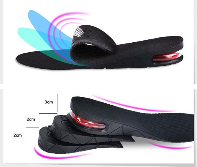 Hình ảnh Set 2 miếng độn giày silicon đệm khí êm chân 2 lớp, lót giày cả bàn tăng chiều cao 5cm siêu tiện ích, mã DG2L - màu ĐEN
