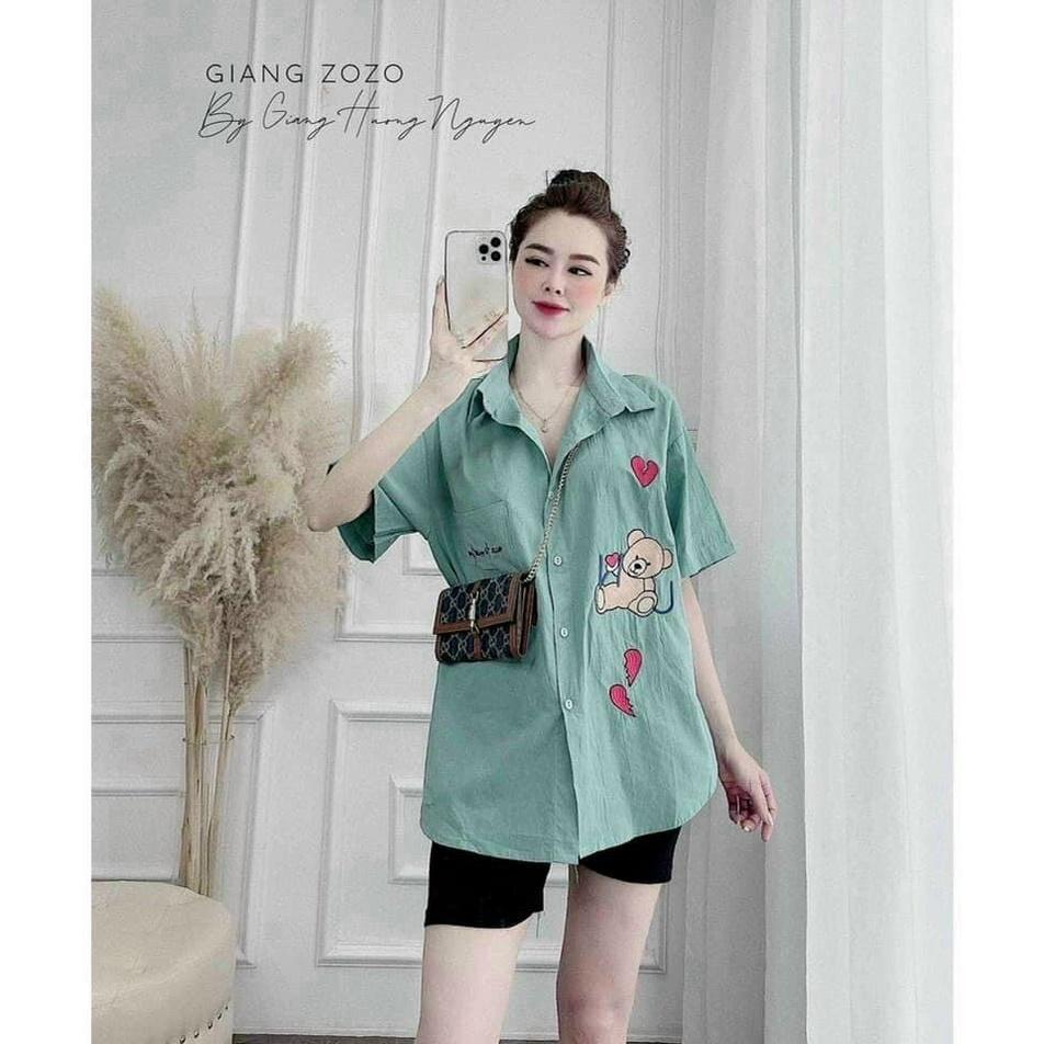 Sét bộ nữ áo áo sơ mi ngắn tay in họa tiết dễ thương mix quần lửng ngố ôm body xinh xắn thời trang nữ dạo phố