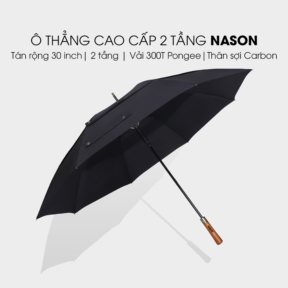 Dù thẳng cao cấp 2 tầng Nason Umbrella Gentle-G302 Tán rộng 30inch Khung, nan sợi thủy tinh bền bỉ Vải siêu chống thấm nước