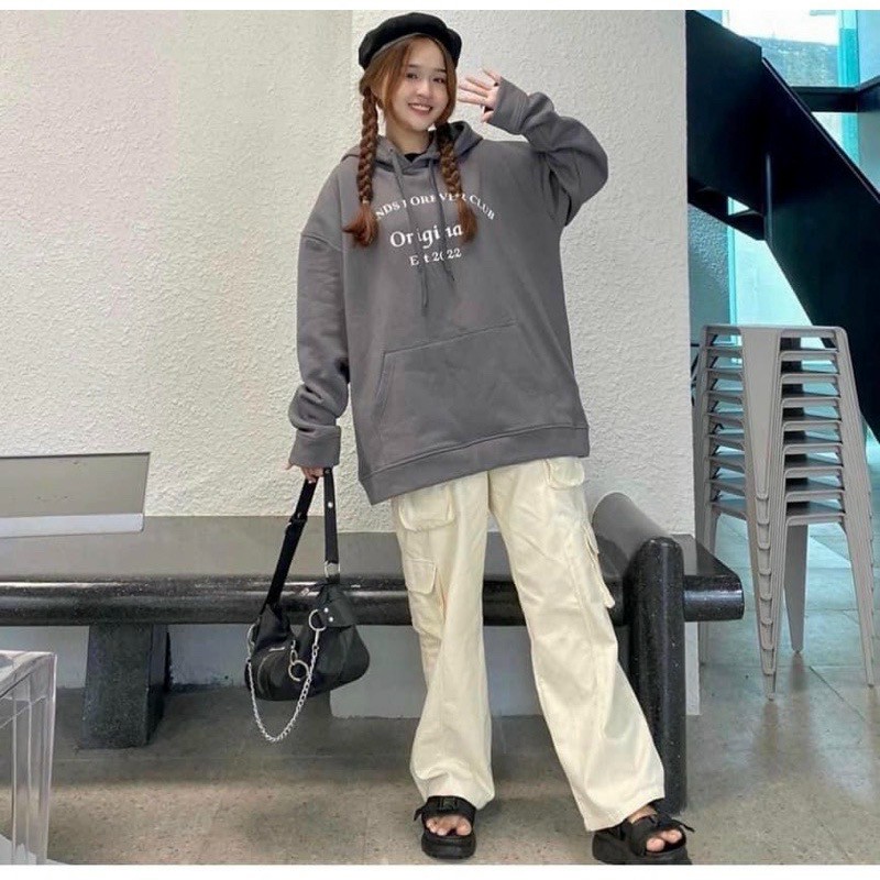 Áo Khoác Hoodie Nỉ Basic Unisex Form Rộng Tay Phồng Mũ To 2 Lớp Dây Kéo Oversize Cặp Đôi Nam Nữ Mặc Đẹp Cute, áo hoodie chống nắng