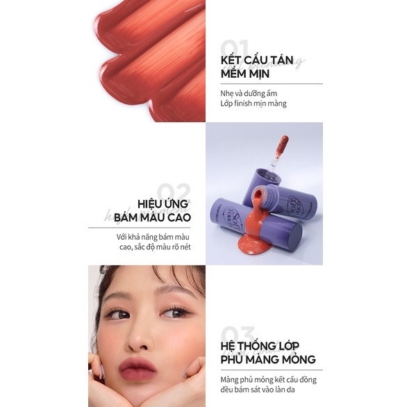 Combo Má Hồng Dạng Lỏng Merzy Soft Touch Liquid Blusher 3g + Son kem lì Merzy Dreamy Late Night Mellow Tint 4g