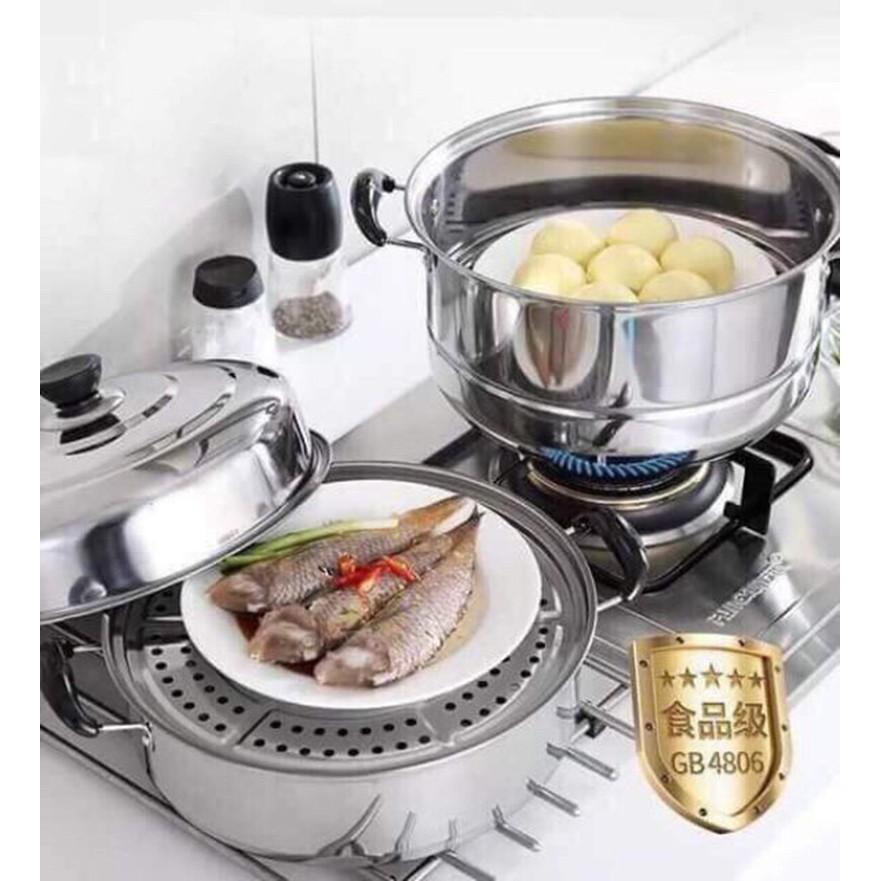 Nồi Xửng Hấp Inox 3 Tầng - 28Cm - Giao Hàng Toàn Quốc