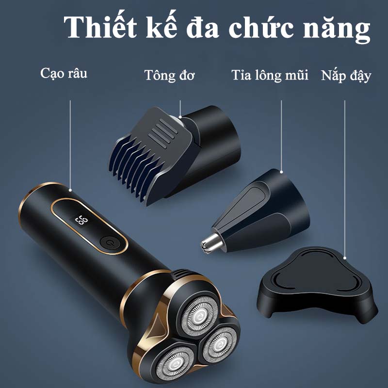 Máy Cạo Râu Đa Năng 3 In 1 Hàn Quốc Cao Cấp Tông Đơ Cắt Tóc Tỉa Lông Mũi Cạo Khô Cạo Ướt Dao Cạo Râu Điện Cạo Lông Chống Nước IPX7 Có Thể Thay Lưỡi Pin Trâu - ML030