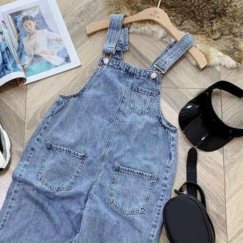 Quần yếm jean dài túi trang trí cute