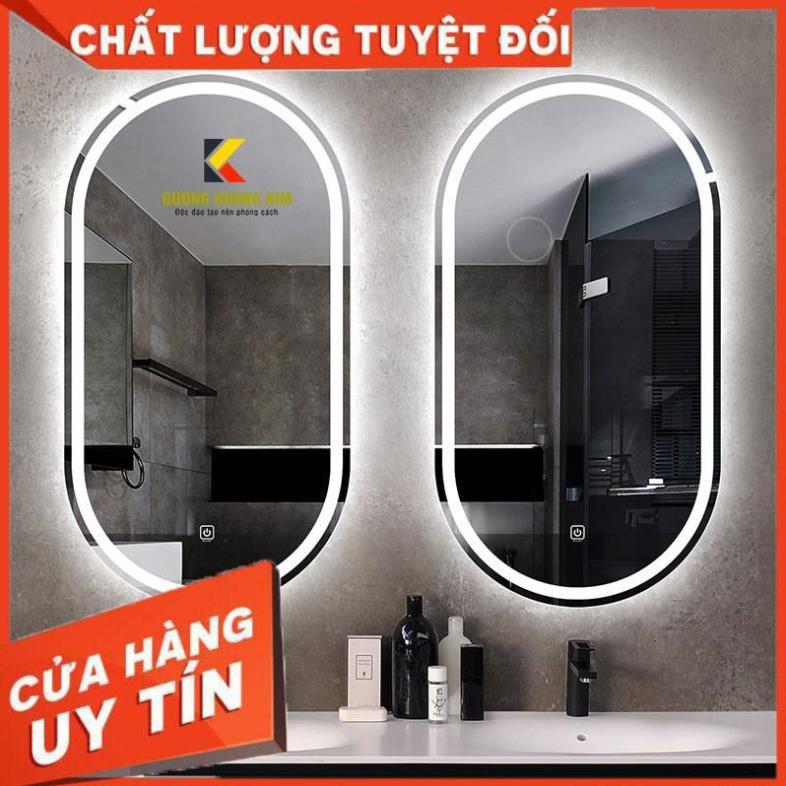 gương LED cảm ứng hình OVAL treo tường, trang trí decor kích thước 50x90cm