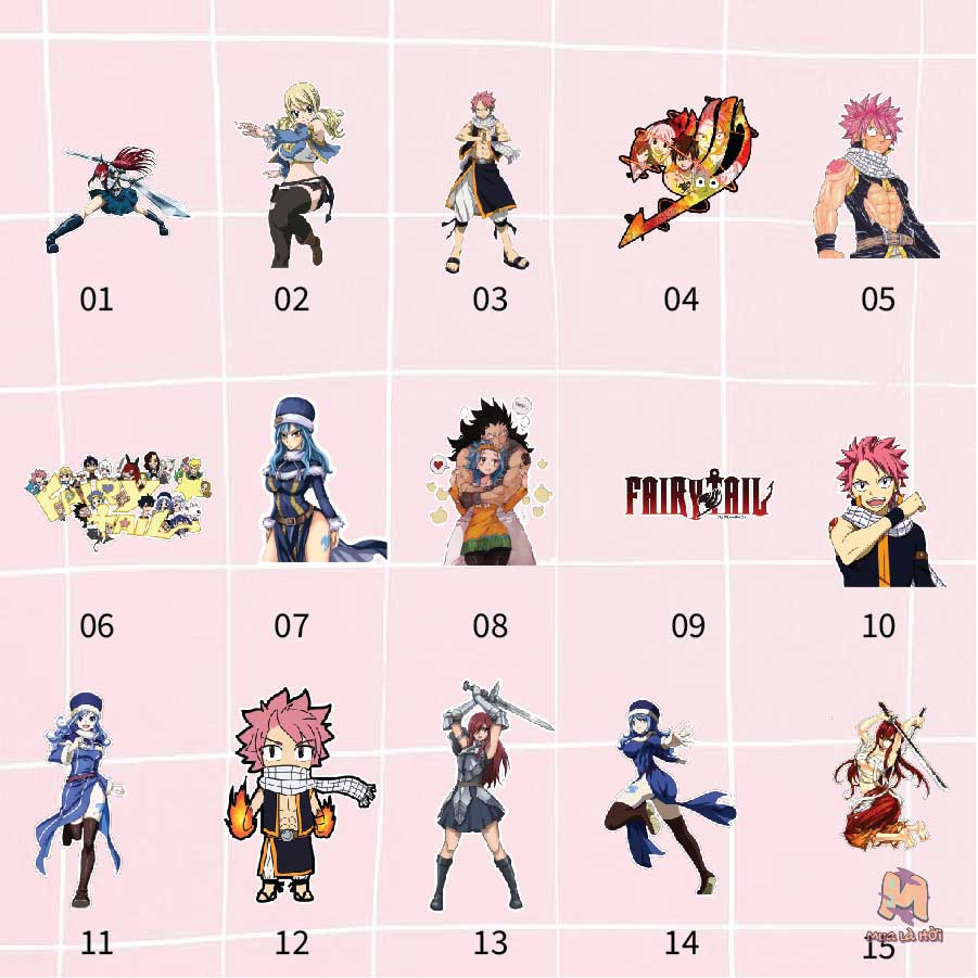 Miếng dán Stickers chủ đề Hội pháp sư Fairy Tail