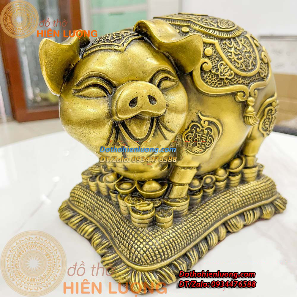 Tượng Heo Đồng Bỏ Ống Tiết Kiệm Kích Thước 10x14x18cm, Nặng 2,4Kg - Đồ Thờ Hiên Lượng