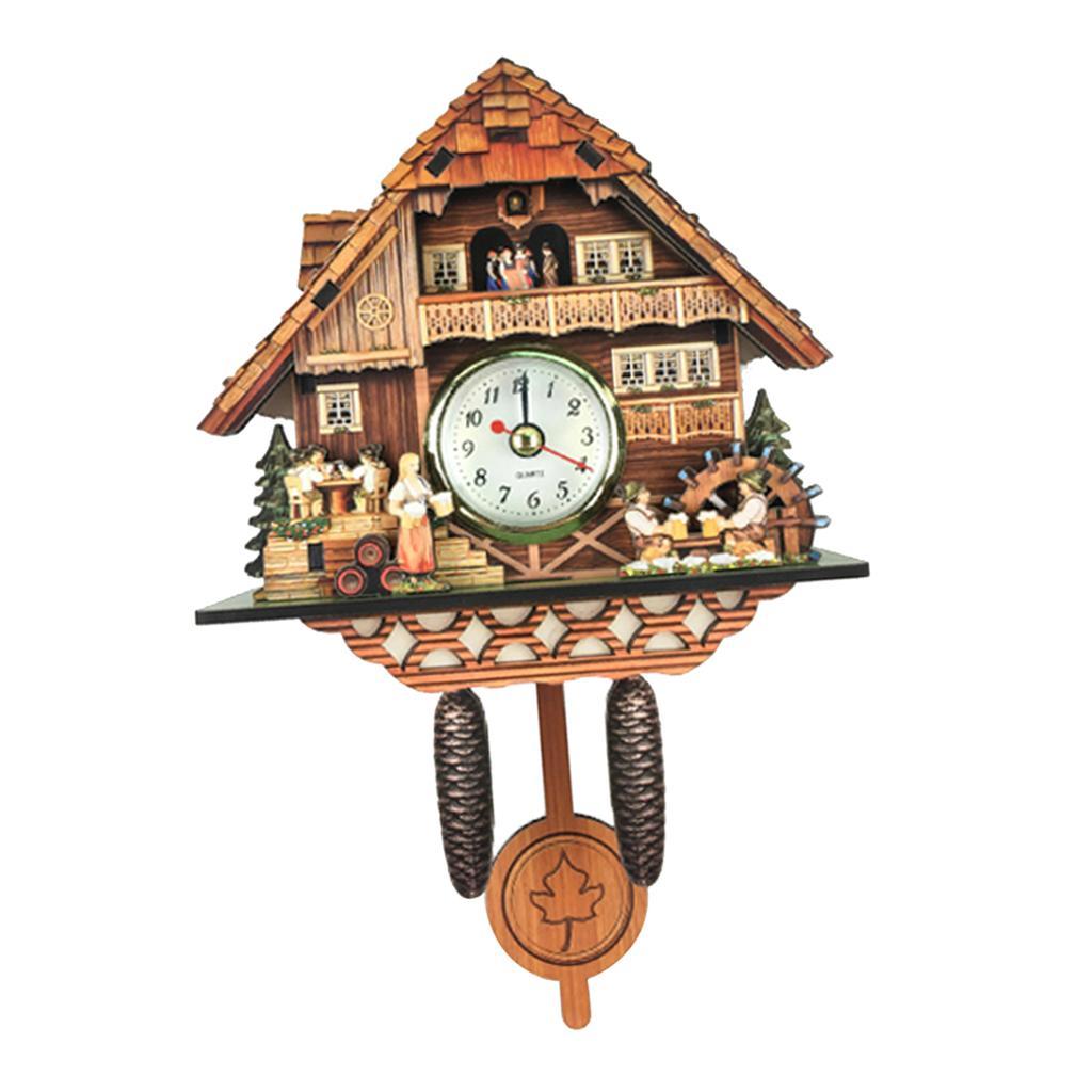 2pcs Wooden Cuckoo Clock Birds Wall Clocks for Kids Bedroom Living Room Decor