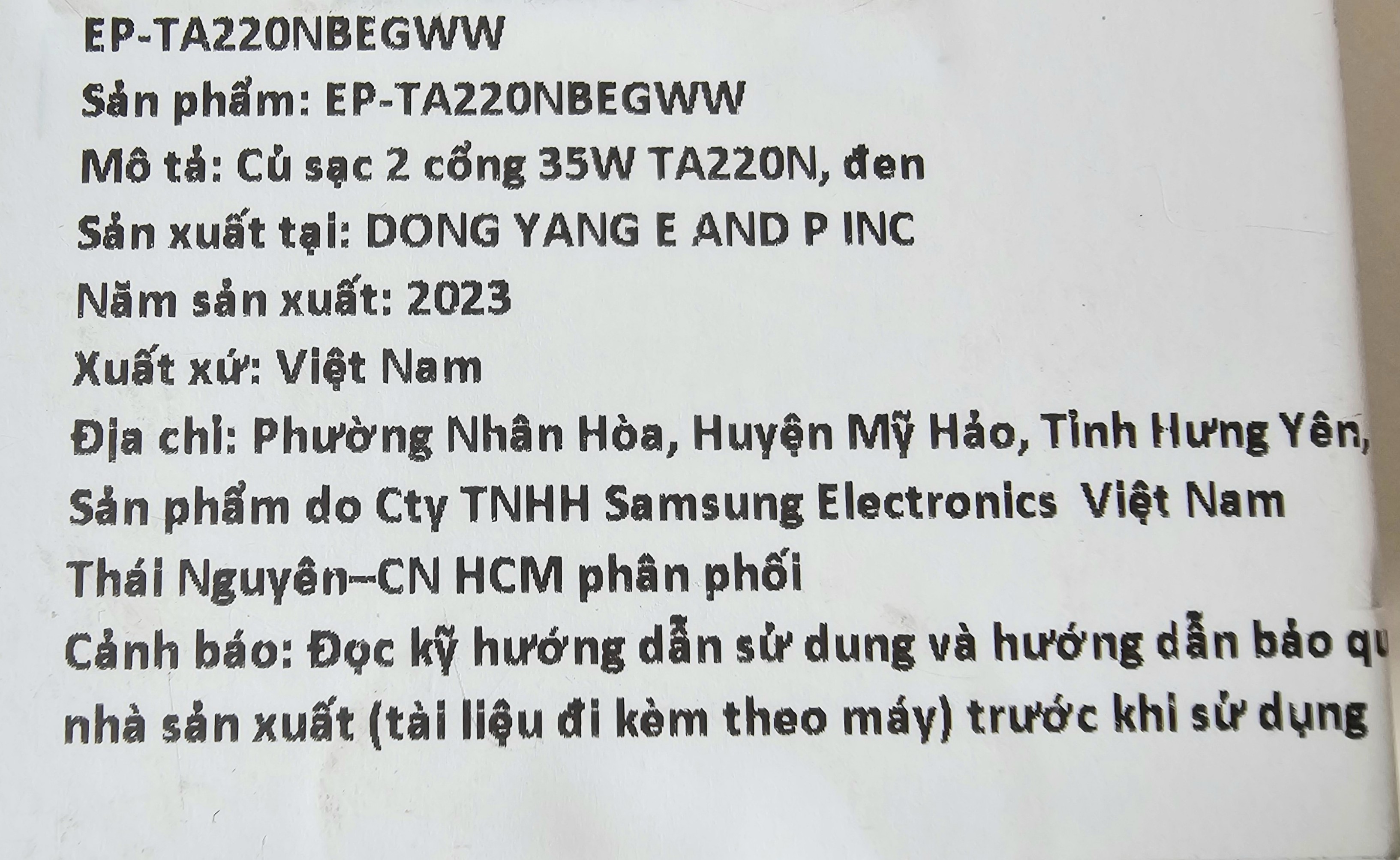 Sạc nhanh Samsung 35W EP-TA220N - Hàng Chính Hãng