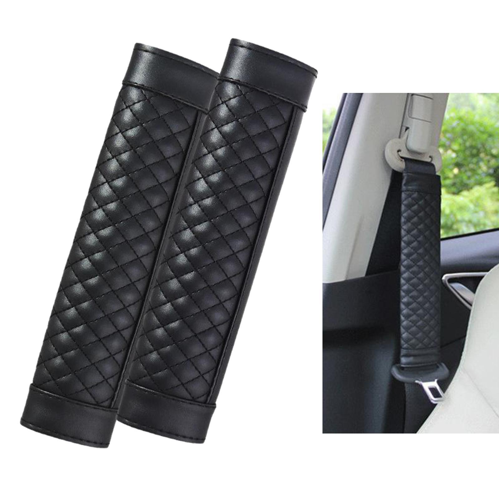2pcs Stylish Driving Car PU Safety Seat Belt Pads Cover Protector black