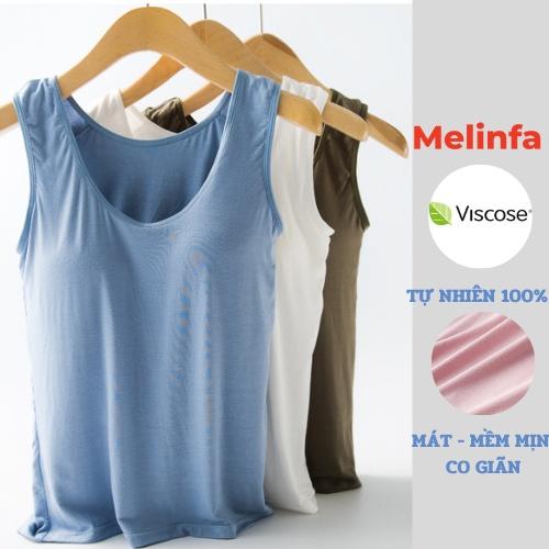 Áo ba lỗ nữ có đệm ngực nâng đỡ vải Viscose (gỗ tự nhiên) mềm mại thoáng mát tự nhiên 100% mã VAA0094