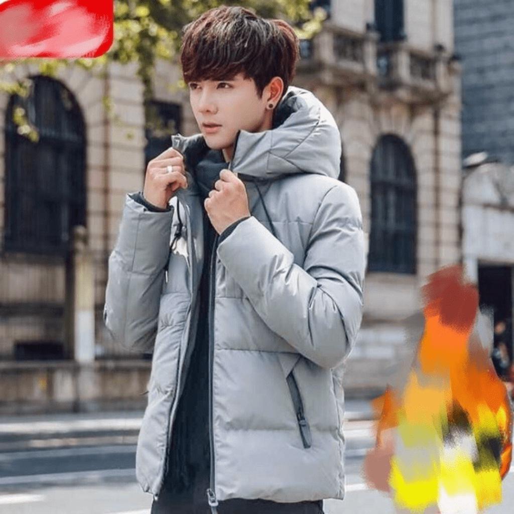 Áo khoác phao nam có nón logo thêu cực đẹp thời trang nam ấm áp VINA 1HIT