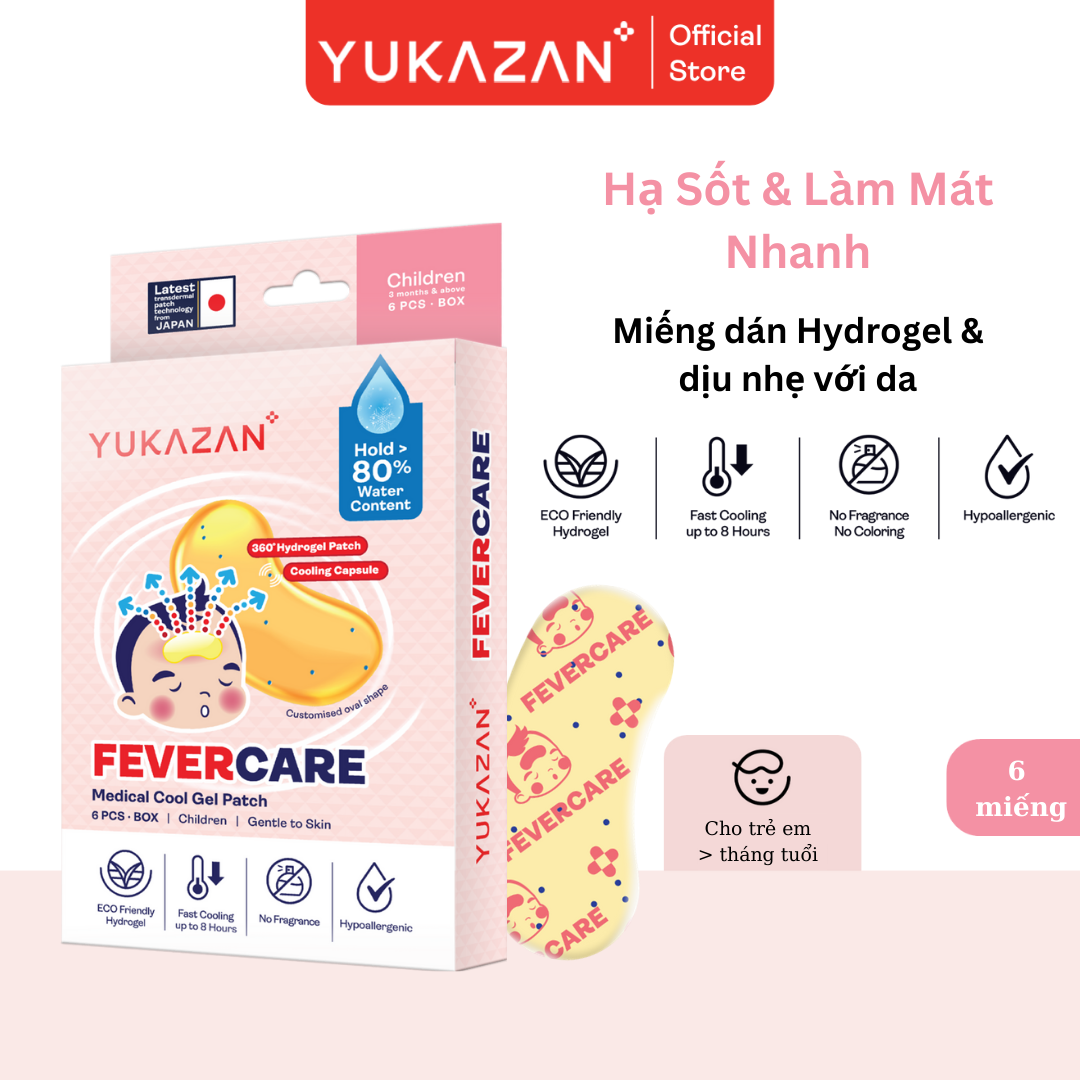 Hộp 6 miếng dán hạ sốt Yukazan cho trẻ em - Hạ sốt, giảm nhiệt