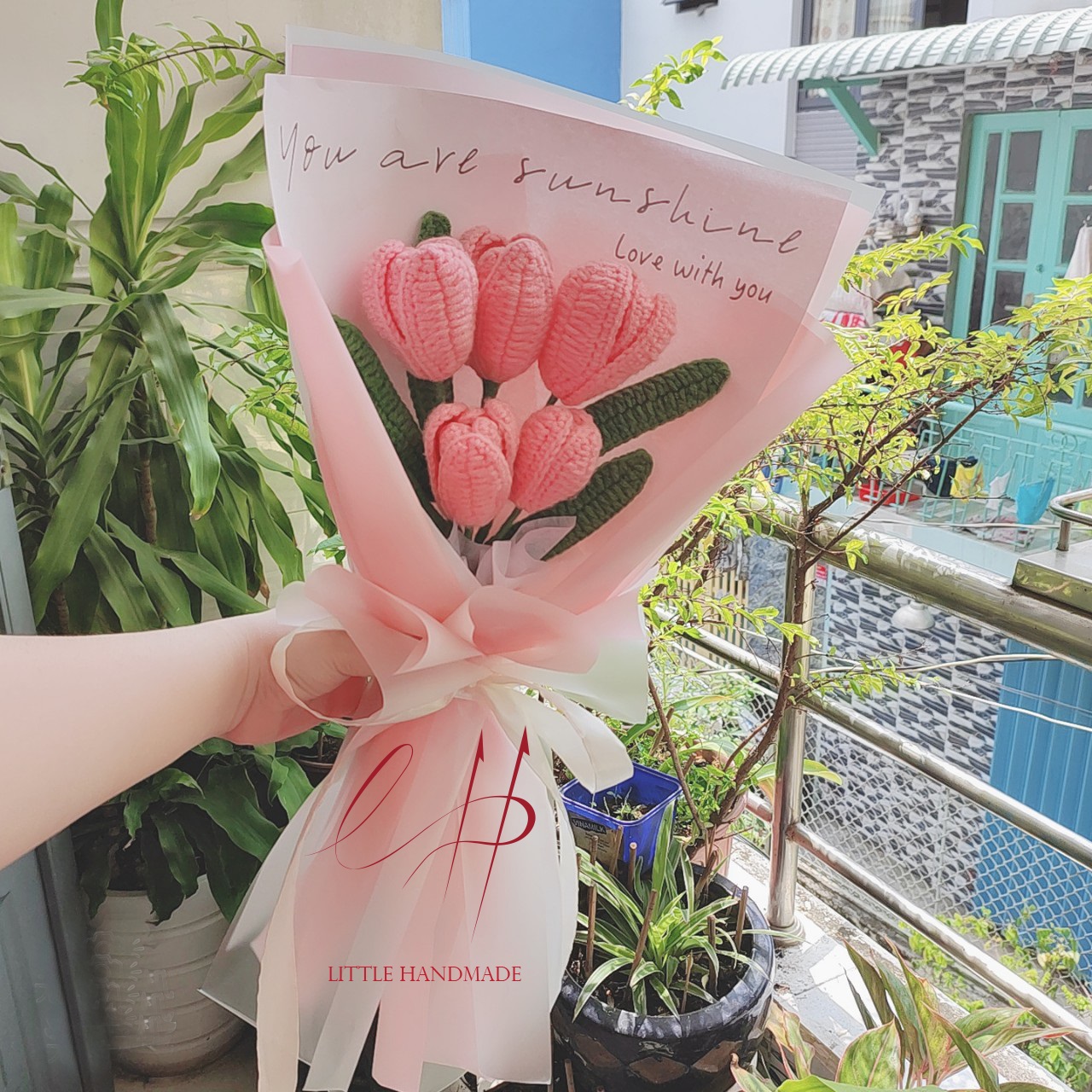 Quà tặng bó hoa tulip bằng len handmade dùng decor chụp ảnh, quà tặng, gói hoa