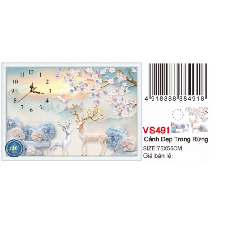 Tranh đính đá Đồng Hồ Cảnh Đẹp VS491 (75x55) chưa đính