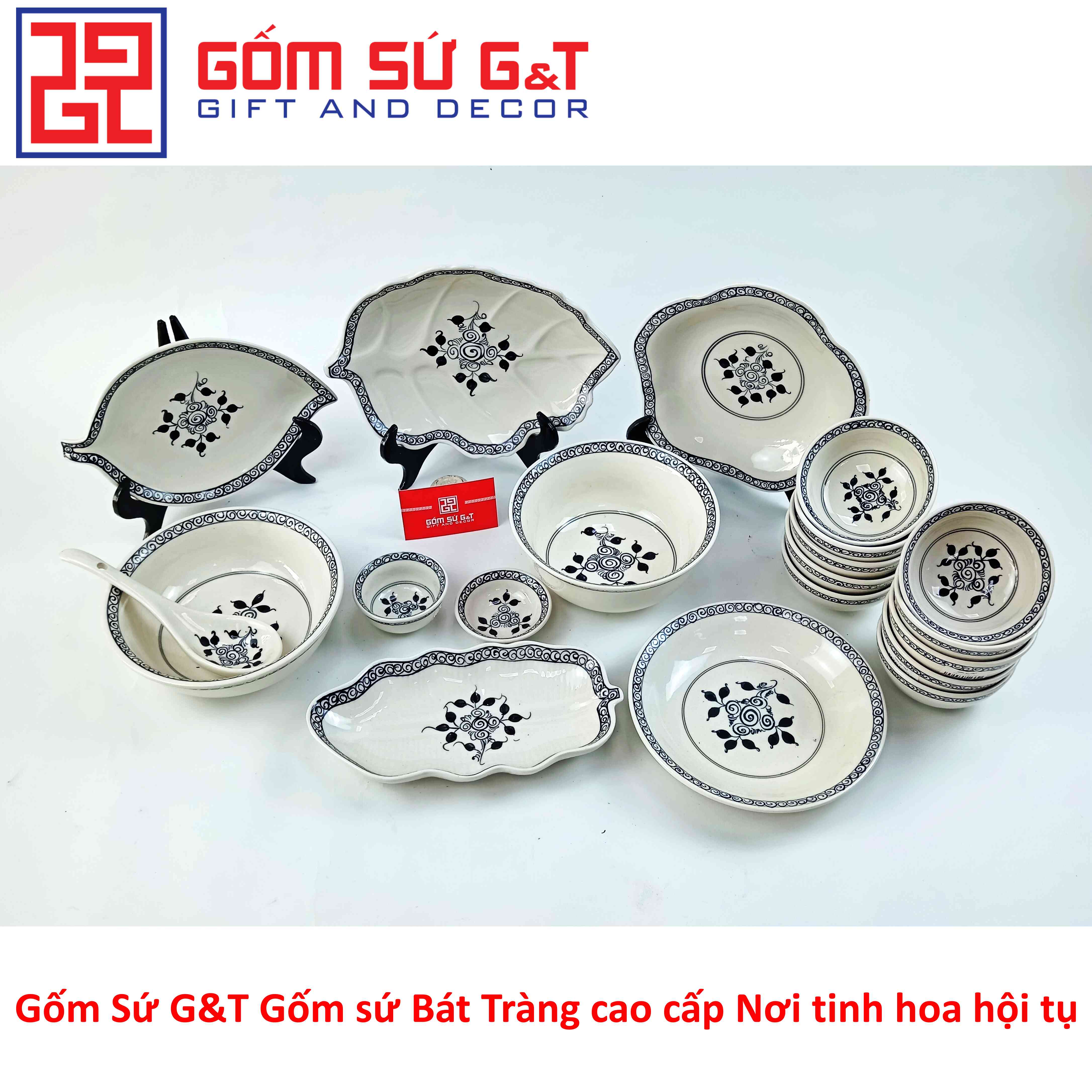 Bộ đồ ăn 10 người vẽ hoa móc set 2 Gốm Sứ G&amp;T