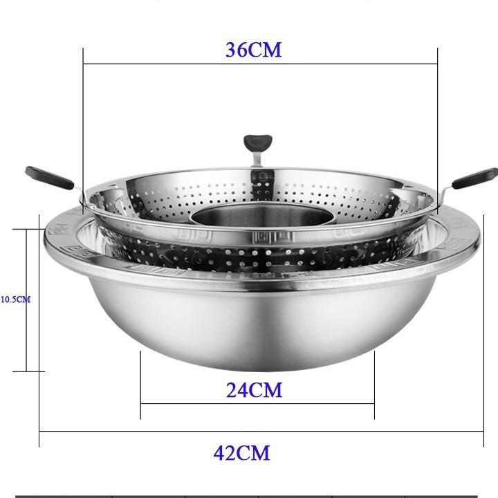 Nồi lẩu xoay inox 2 trong 1 cao cấp sz 32cm DÙNG CHO MỌI LOẠI BẾP { HÀNG NỘI ĐỊA }