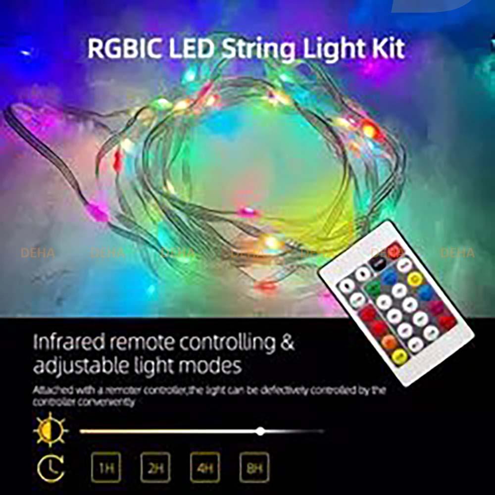 Bộ dây đèn Led đom đóm nháy đuổi nhiều màu RGB, đổi màu qua app điện thoại hoặc điều khiển từ xa, fairy light 16 triệu màu chống nước trang trí ngoài trời decor nhà hàng, quán nước cafe, bar, trà chanh, trà sữa, lễ tết, Noel (Tùy chọn chiều dài dây)