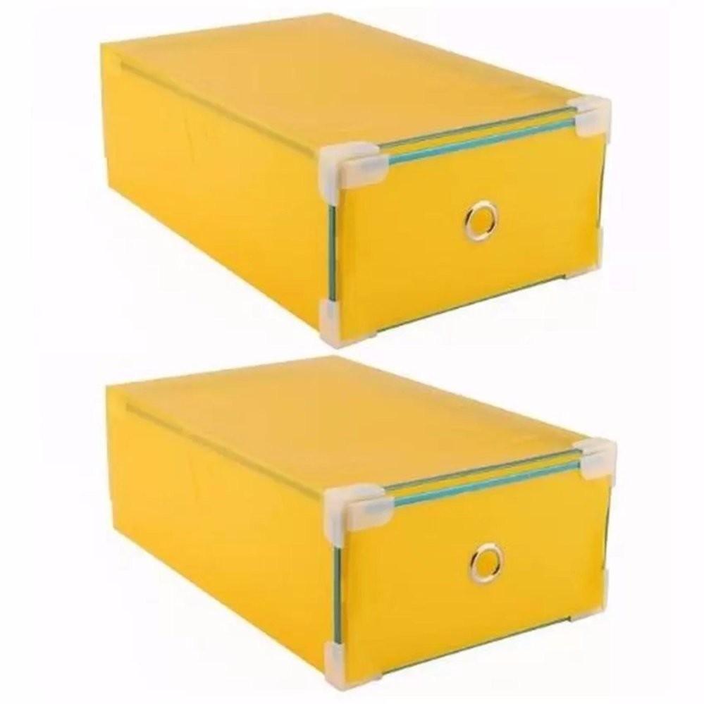 Bộ 2 hộp đựng giày trong suốt viền kim loại