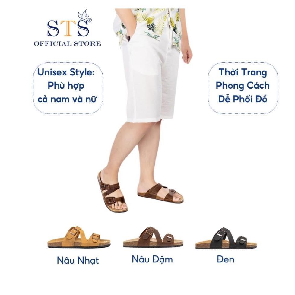 Dép Birken quai ngang chéo đế trấu bánh mì thấp DA BÒ THẬT NGUYÊN TẤM  cao cấp siêu bền xuất khẩu ST25 BH 6 tháng