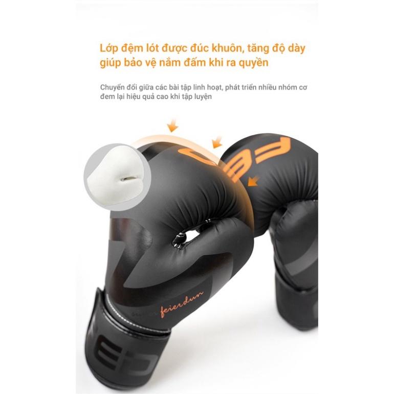 Găng Tay Boxing FED 10oz-6oz cho nam nữ bền đẹp thỏa mái khi tập