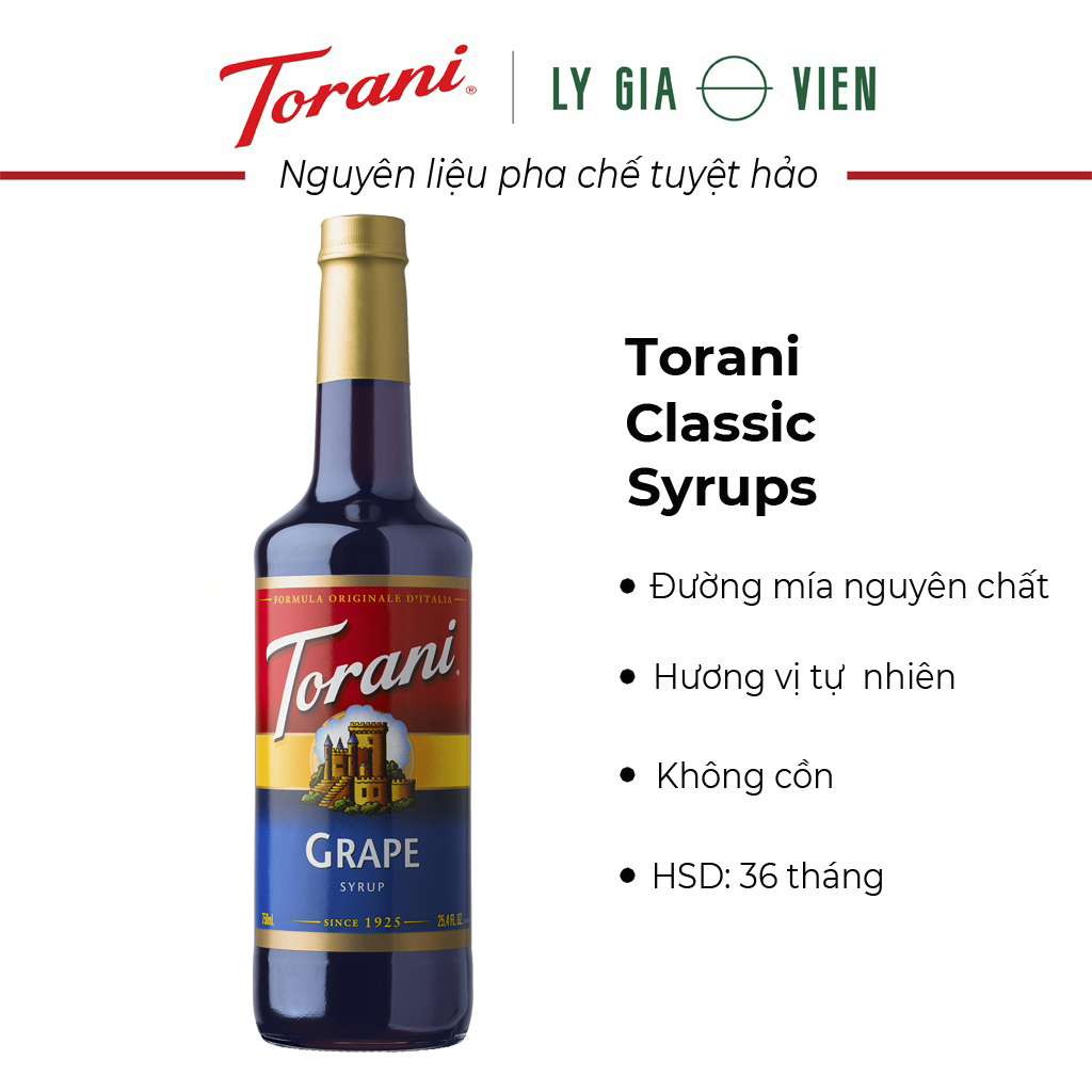 Siro Pha Chế Vị Nho Torani Classic Grape Syrup 750ml Mỹ