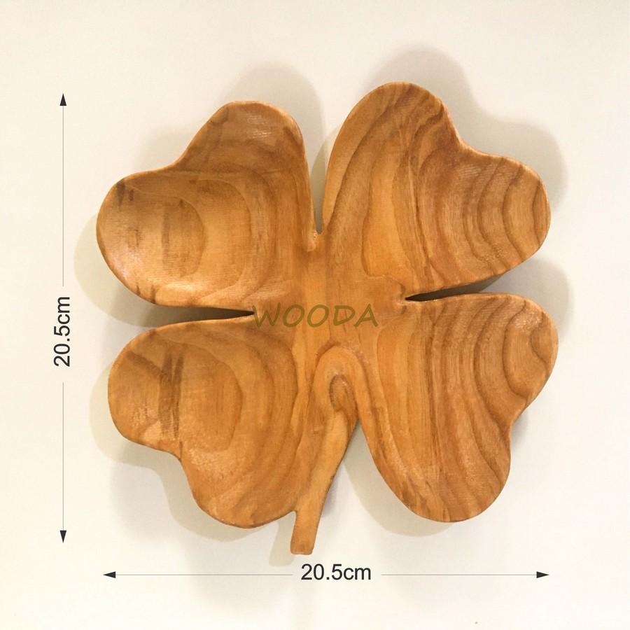Khay Gỗ Cỏ Bốn Lá - Khay Gỗ Đựng Thức Ăn, Decor - Size 20.5x20.5cm