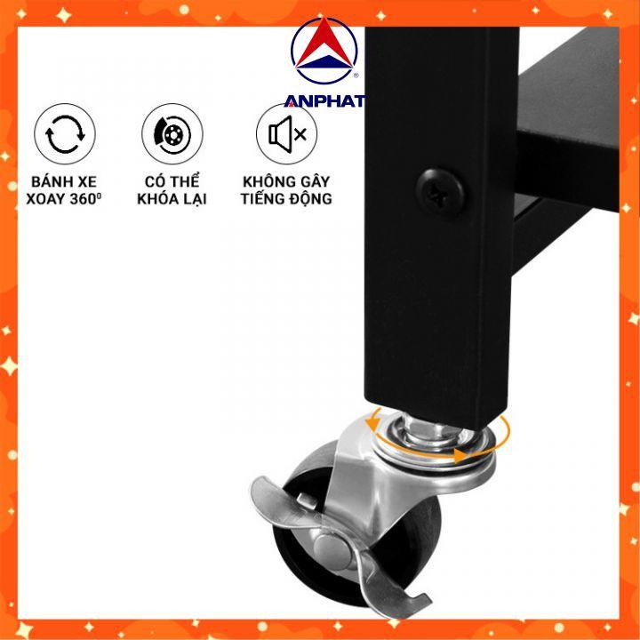 Kệ sắt gập gọn đa năng 3/4/5 tầng có bánh xe cho phòng bếp, phòng sách, phòng tắm
