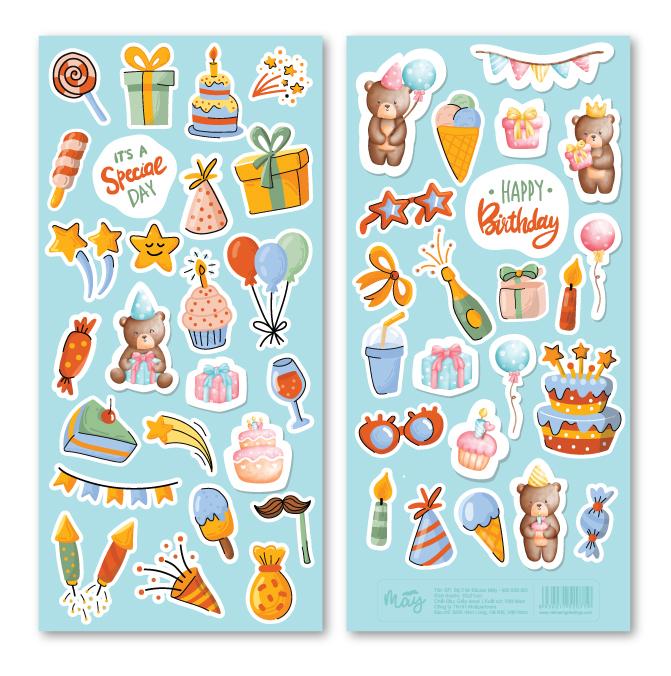 Sticker Mây - Bộ 2 tờ Sticker sinh nhật (S05)