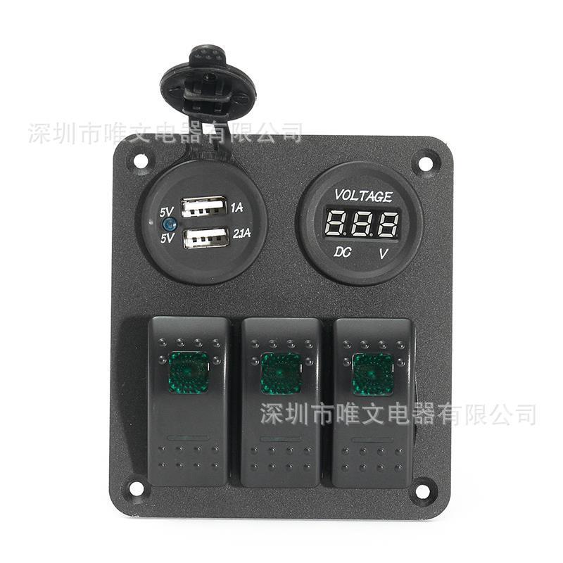 Công tắc bảng điều khiển du thuyền phong cách mới nhất Bộ sạc xe hơi USB3.1 với chức năng hiển thị vôn kế LED công tắc bảng điều khiển kết hợp du thuyền