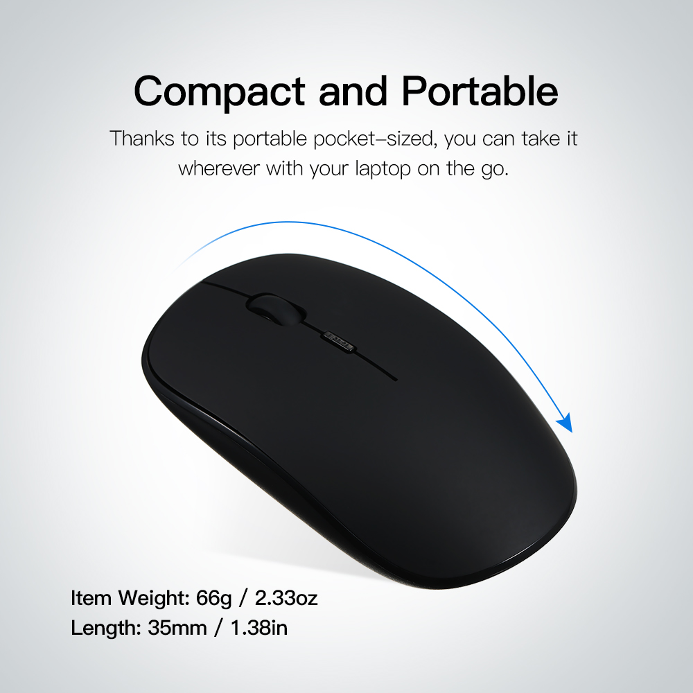 Chuột Quang Không Dây 2.4g 1600DPI Có Thể Sạc Với Đầu Thu USB 4 Nút Cho Máy Tính Xách Tay PC